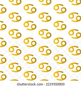 Pattern of Cancer Zodiac in Transparent background (PNG) with mini doodle (icons). Vector Illustration