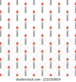 Pattern Of Candle On Transparent Background (PNG) With Mini Doodle (icons). Vector Illustration