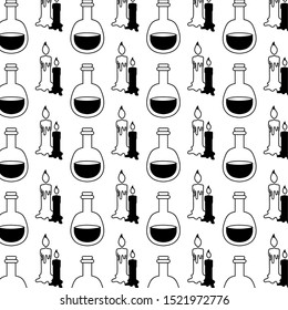 pattern of candles and laboratory instrument vector illustration design