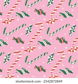 Pattern of Candy canes style. Merry Christmas and Happy New Year background.