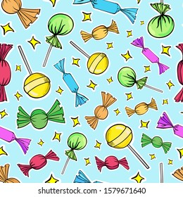 pattern candy chocolate
 lollipops seamless wallpaper vector colored background