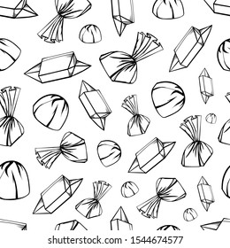 pattern candy sweets lollipops seamless pattern. doodle sketch vector coloring book outline.