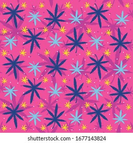 Patrón con hojas de cannabis. Ilustración vectorial de Doodle. Excelente para fondos, tejidos, papel para envolver, etc.