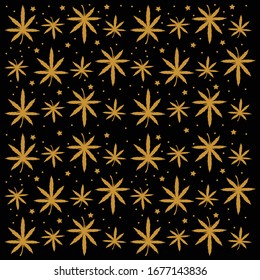 Pattern with cannabis leaves. Doodle vector illustration. Great for backgrounds, fabrics, wrapping paper, etc.