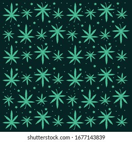 Patrón con hojas de cannabis. Ilustración vectorial de Doodle. Excelente para fondos, tejidos, papel para envolver, etc.