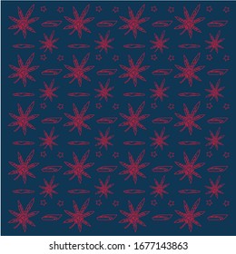 Patrón con hojas de cannabis. Ilustración vectorial de Doodle. Excelente para fondos, tejidos, papel para envolver, etc.