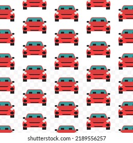 Pattern of car in transparent background (PNG) with mini doodle (icons). Vector Illustration