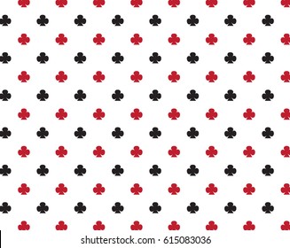 Pattern of the card clubs or clover symbols on a white background.