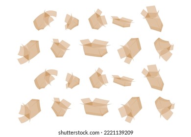 Pattern from cardboard boxes on a white background. The concept of ecology, environmental protection, waste recycling. Vector image.