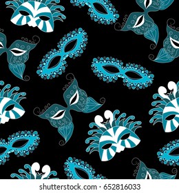 pattern of carnival masks. vector illustration. Drawing by hand