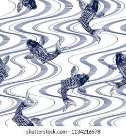 Pattern of a carp and flowing water,
I made a carp and a pattern of the water with Japanese style technique,
