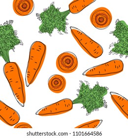 Pattern with carrot background for fabric, textiles, clothing, wallpaper, wrapping paper, backpack, socks, bedding.