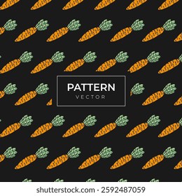 Pattern carrot cute illustration with black background