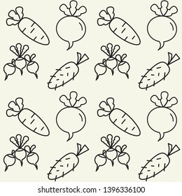  pattern with carrot and radish.Vegetables vector pattern 