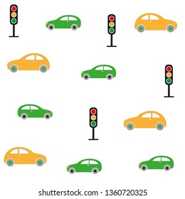 Pattern with cars and traffic lights