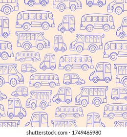 coches de patrón transporte buses gráficos contorno de fondo transparente ilustración dibujos dibujos dibujos dibujos dibujos de doodle vectores papel pintado niños de impresión textil