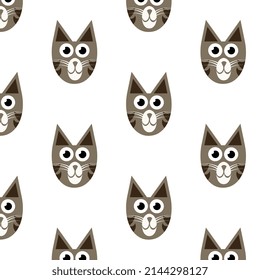 Pattern, cartoon cat head design, icon for commercial use, logo vector white background.