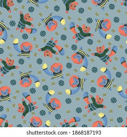 pattern of cartoon cats in motion