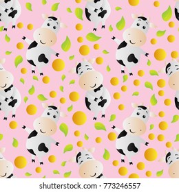 pattern with cartoon cute toy cow