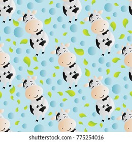 pattern with cartoon cute toy cow