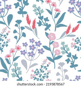 pattern with cartoon flowers, decor elements. colorful vector, summer flower. design for fabric, print, textile, wrapper