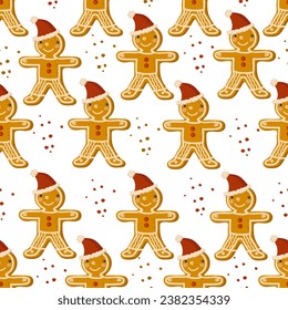 pattern with cartoon gingerbread man vector illustration