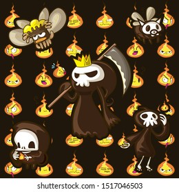 Pattern cartoon graphic halloween and messenger of death.