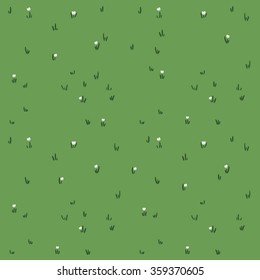 Pattern With Cartoon Grass. Hand Drawn Background. Cute Vector Texture.