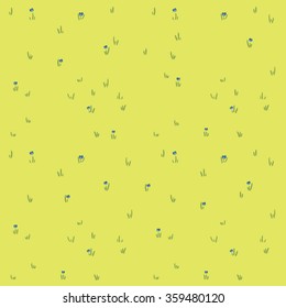 Pattern with cartoon grass. Hand drawn background. Cute vector texture.