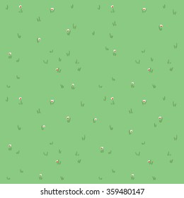 Pattern With Cartoon Grass. Hand Drawn Background. Cute Vector Texture.