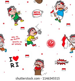 pattern cartoon for indonesia independence day, doodle vector, celebration