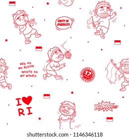 pattern cartoon for indonesia independence day, doodle vector, celebration