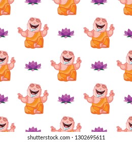 Pattern cartoon monk. Vector illustration