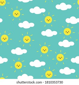 pattern with cartoon moon stars and sun. for fabric print, textile, gift wrapping paper. colorful vector for kids, flat style