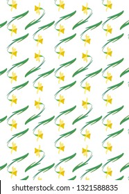 pattern with cartoon narciss and buds vector illustration.