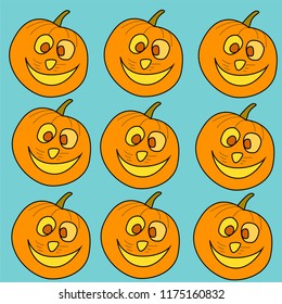 pattern with cartoon pumpkin