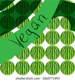 Pattern from cartoon style watermelon with abstract lines