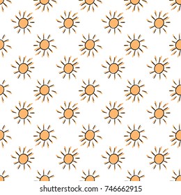 pattern cartoon sun on white background