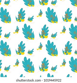 pattern Cartoon theme leaves with blue leaves. Vector background of nature