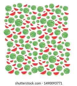 pattern with cartoon watermelon with a white background. Wallpaper.  - vector  [Converted].eps