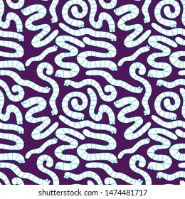 pattern cartoon worms in different positions 