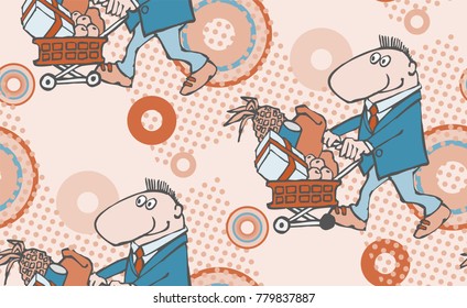 Pattern of cartoonish happy byer. Vector illustration