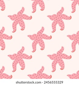 pattern of cartoon-style decorative sea stars, capturing the essence of underwater life. vibrant marine starfish illustrations, perfect for adding a touch of oceanic charm to your design projects.