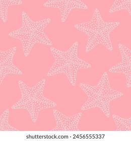 pattern of cartoon-style decorative sea stars, capturing the essence of underwater life. vibrant marine starfish illustrations, perfect for adding a touch of oceanic charm to your design projects.