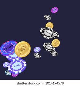 Pattern with Casino Chips and money. Vector illustration