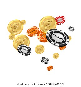 Pattern with Casino Chips and money. Vector illustration