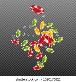 Pattern with Casino Chips and money. Vector illustration