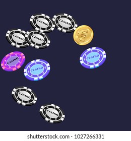 Pattern with Casino Chips and money. Vector illustration