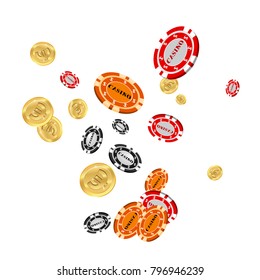 Pattern with Casino Chips and money. Vector illustration