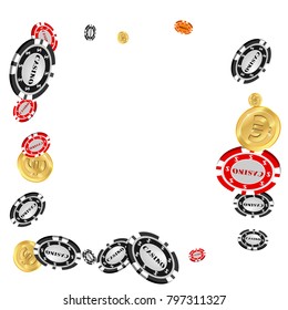 Pattern with Casino Chips and money. Vector illustration